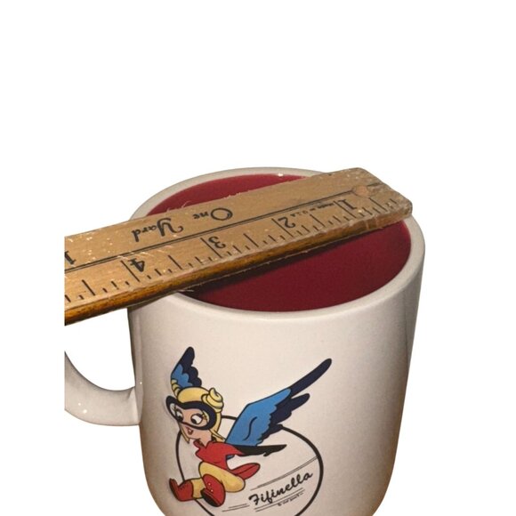 Fifinella Cartoon Graphic Ceramic Mug - White & Red - 3.5 Inches Tall - Picture 3 of 4